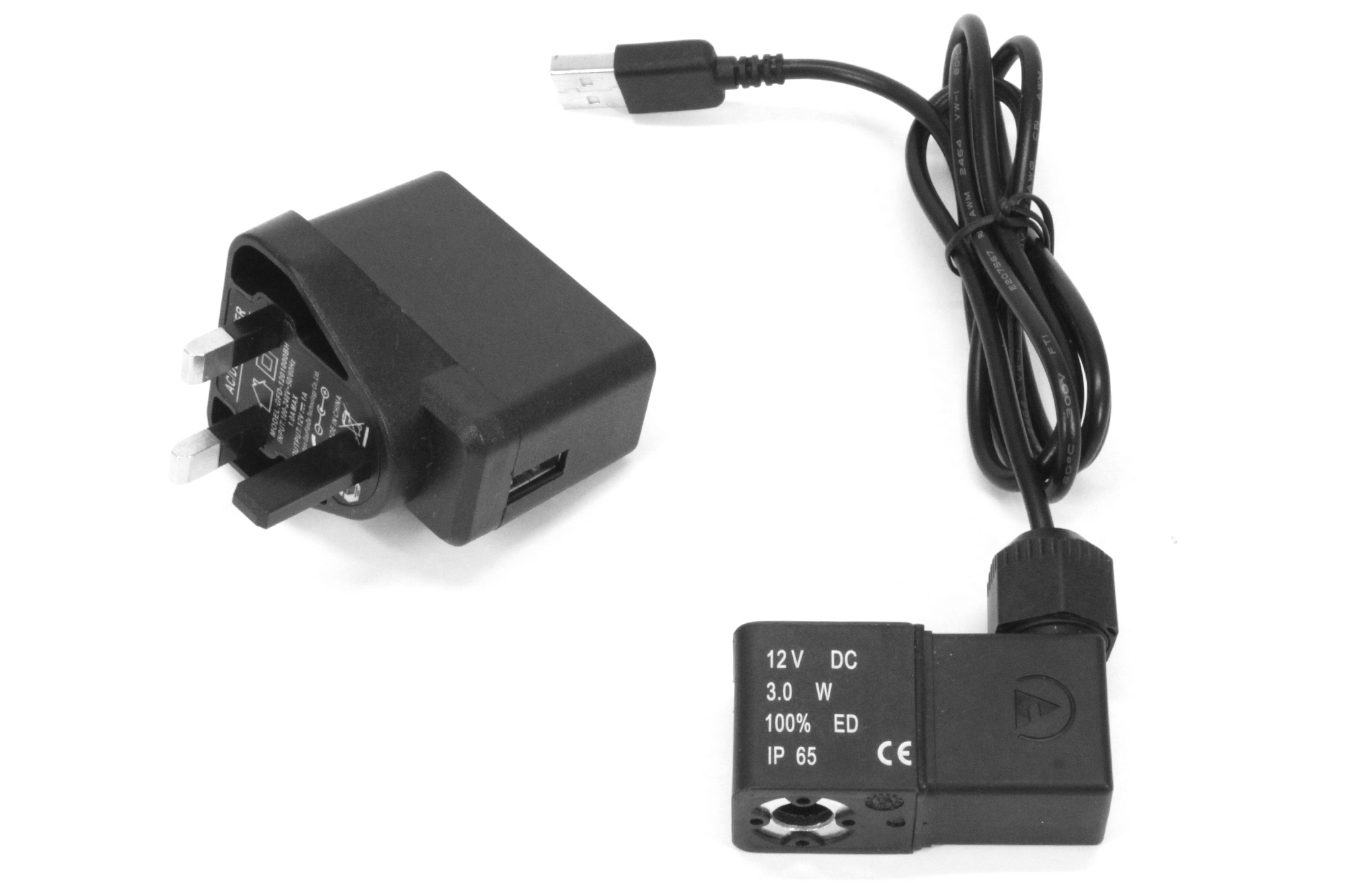 12V DC USB Magnetspule und UK Transformator